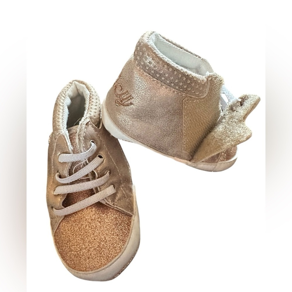 NEW FASHION JUICY COUTURE BABY SARATOGA SPARKLE ROSE GOLD CRIB SHOES - Picture 3 of 8